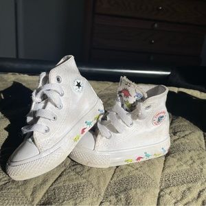 White Dinosaur Baby Converse